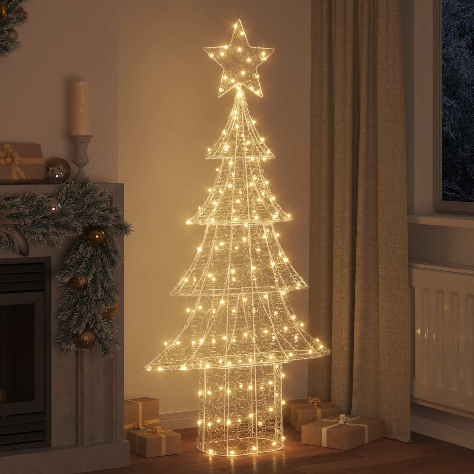 Albero di Natale Acrilico da 180 cm con 240 LED bianco caldo, 91,5 x 31 cm, design moderno, alimentato tramite USB, durevole, decorazione festiva per interni