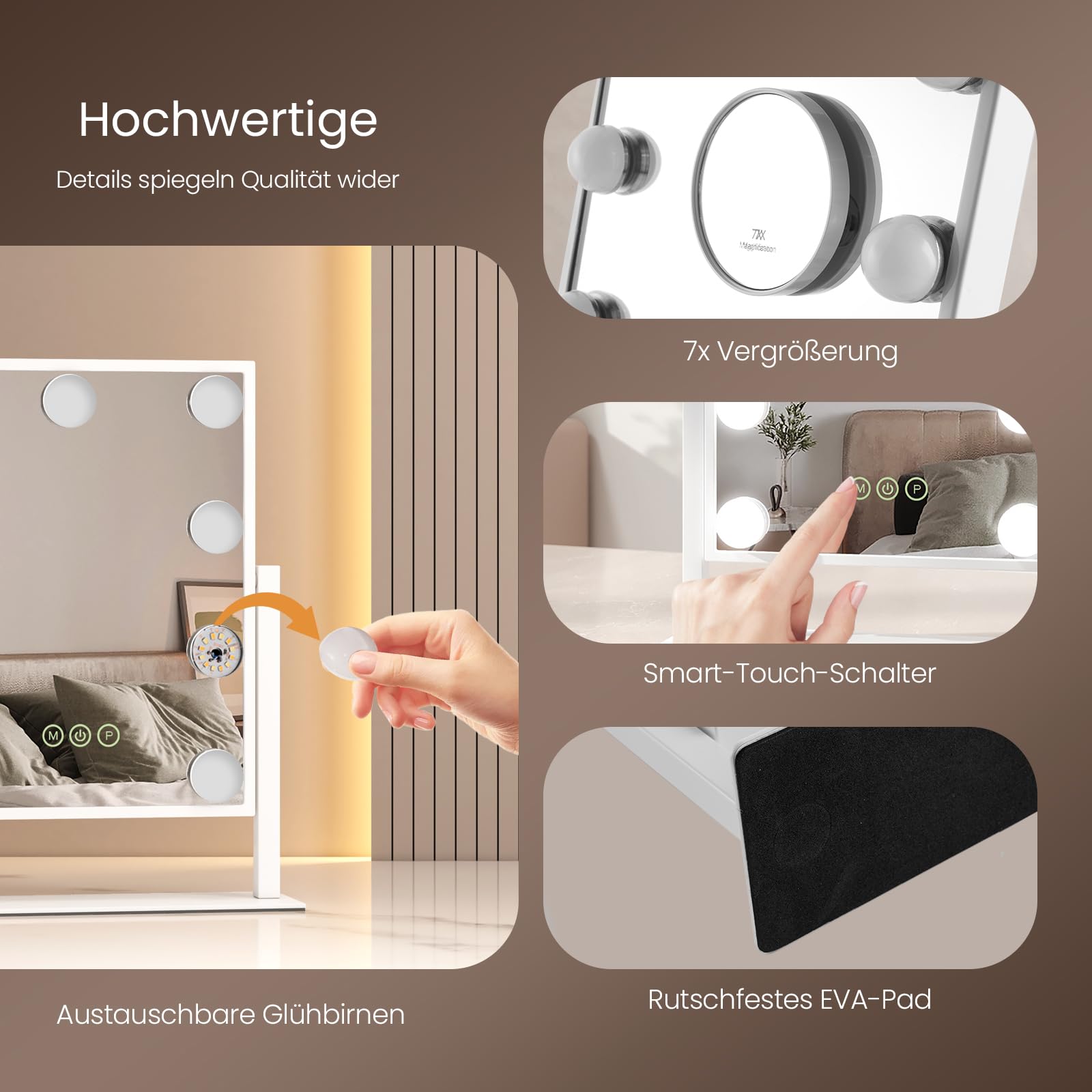 Make-upspiegel met verlichting, Hollywood