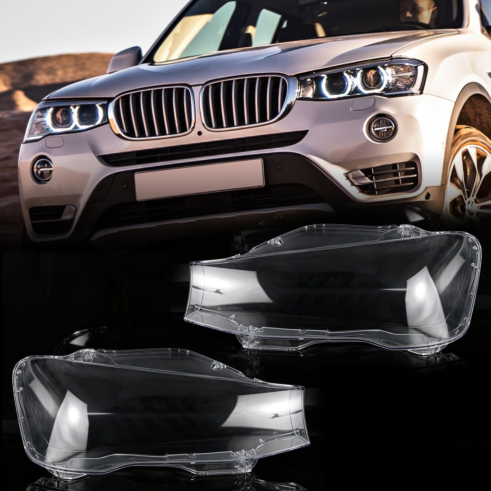 Headlight Lens Cover Compatible with 2014-2017 BMW X3 F25
