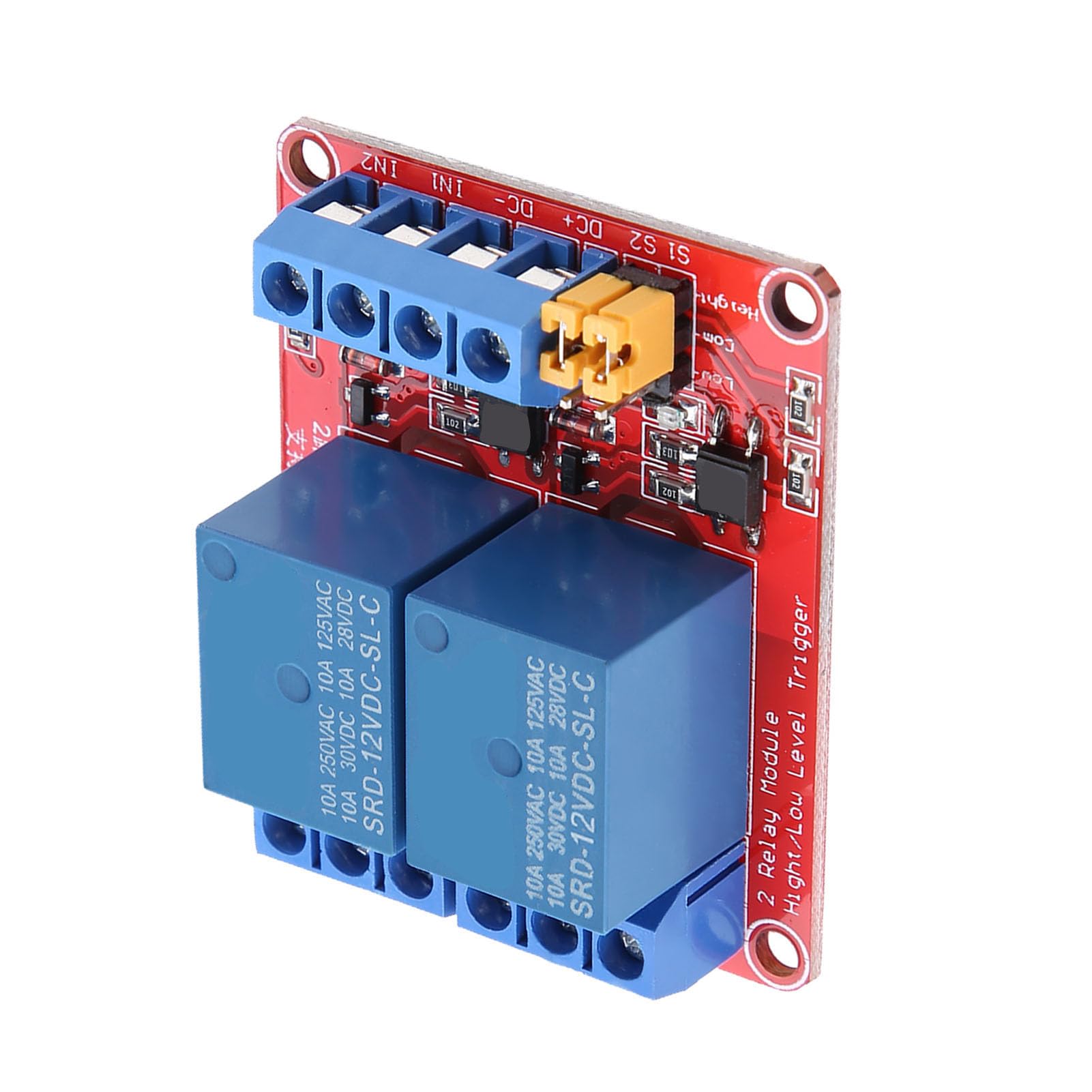 Modulo Relè con Accoppiatore Ottico, 2 Canali, 5V, Scheda di Espansione con Isolamento Ottico, Alto e Basso Livello di Attivazione, 12V