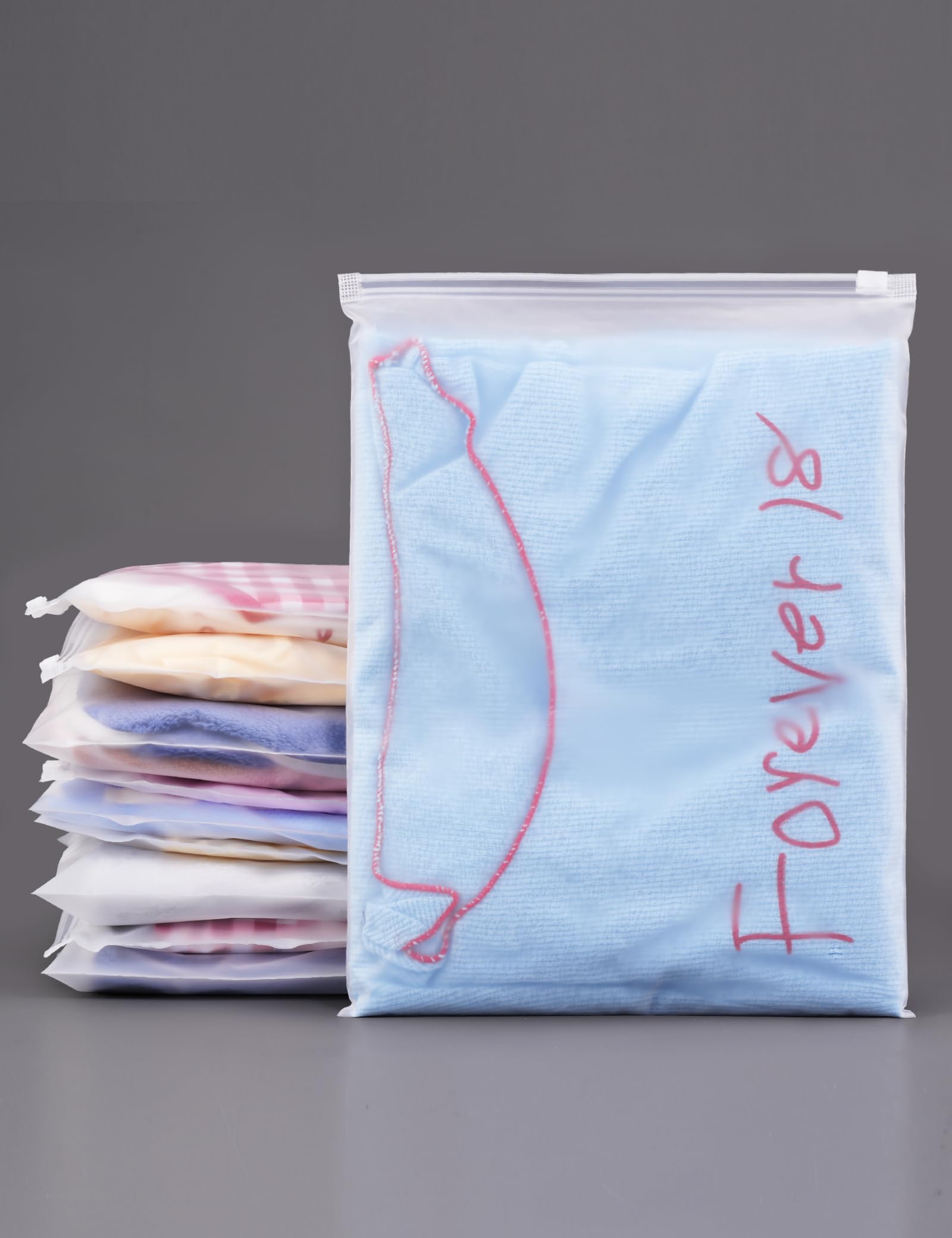 50PCS Shirt Bags, 8" x 10" Frosted Zipper Plastic Bags for Clothes, Resealable Shirt Shipping Packaging Bag, 3 Mil