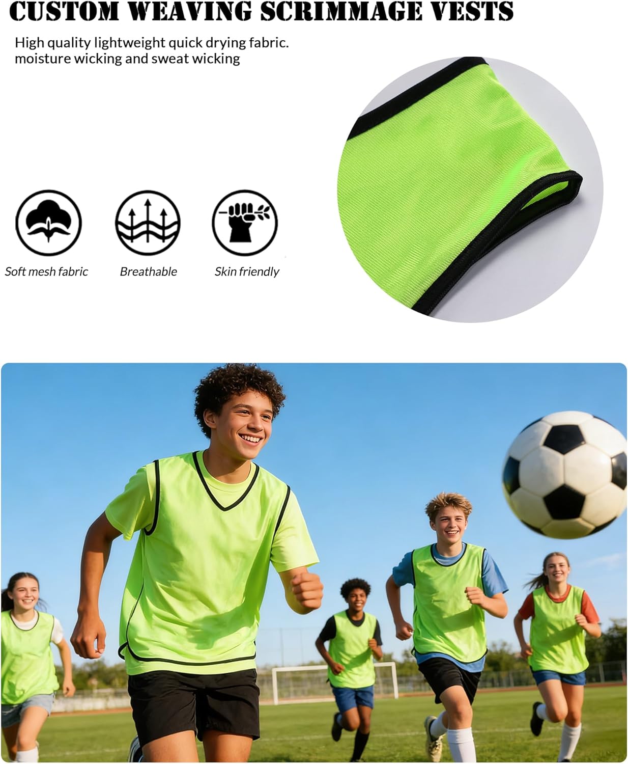 Custom 1/6/12/24Pcs Pinnies Youth,Personalized Team Activity Pinnies for Sports Adults with Text Logo Scrimmage Vest Adults