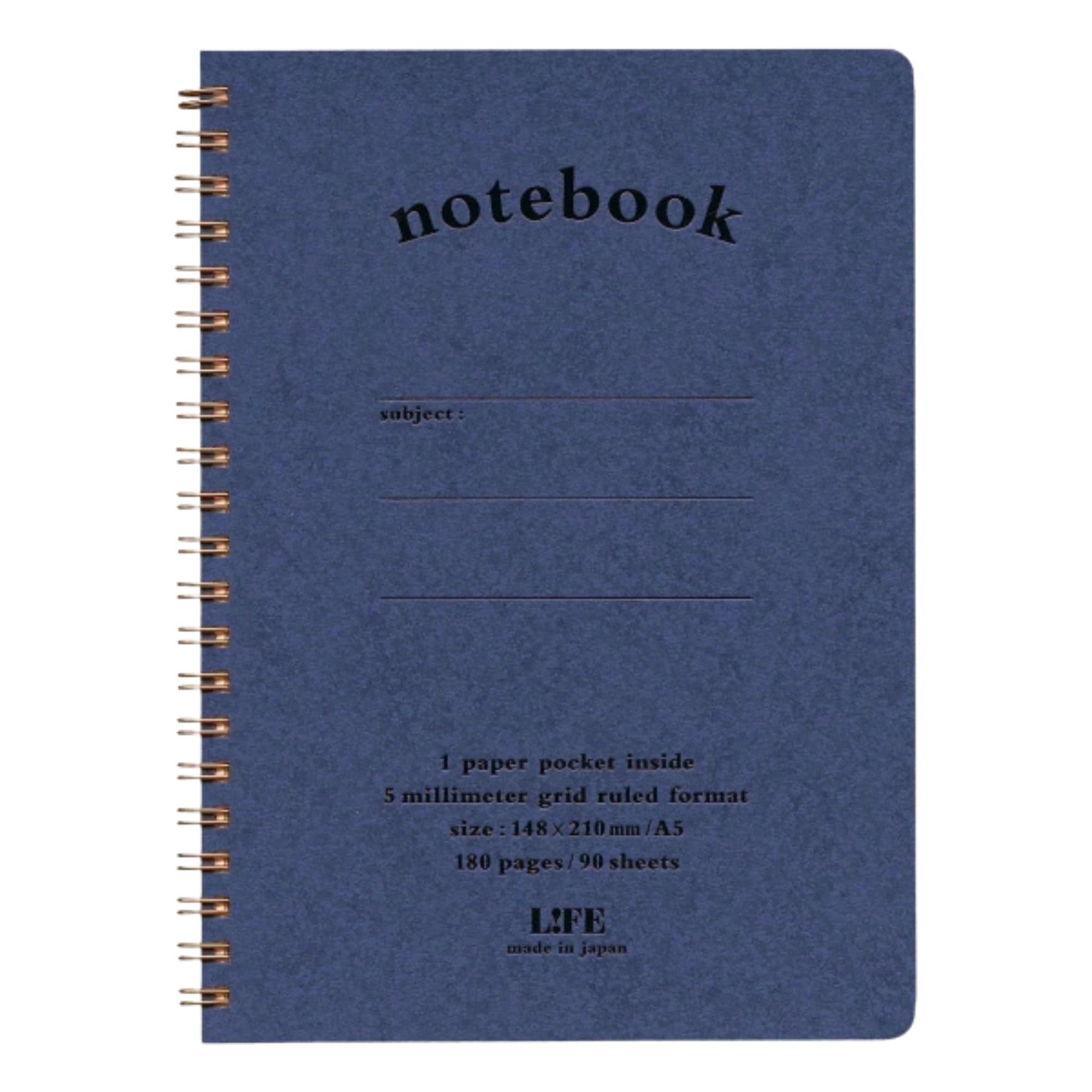 LIFE Note book pocket with A5 5mm Grid 90 Seets Blue