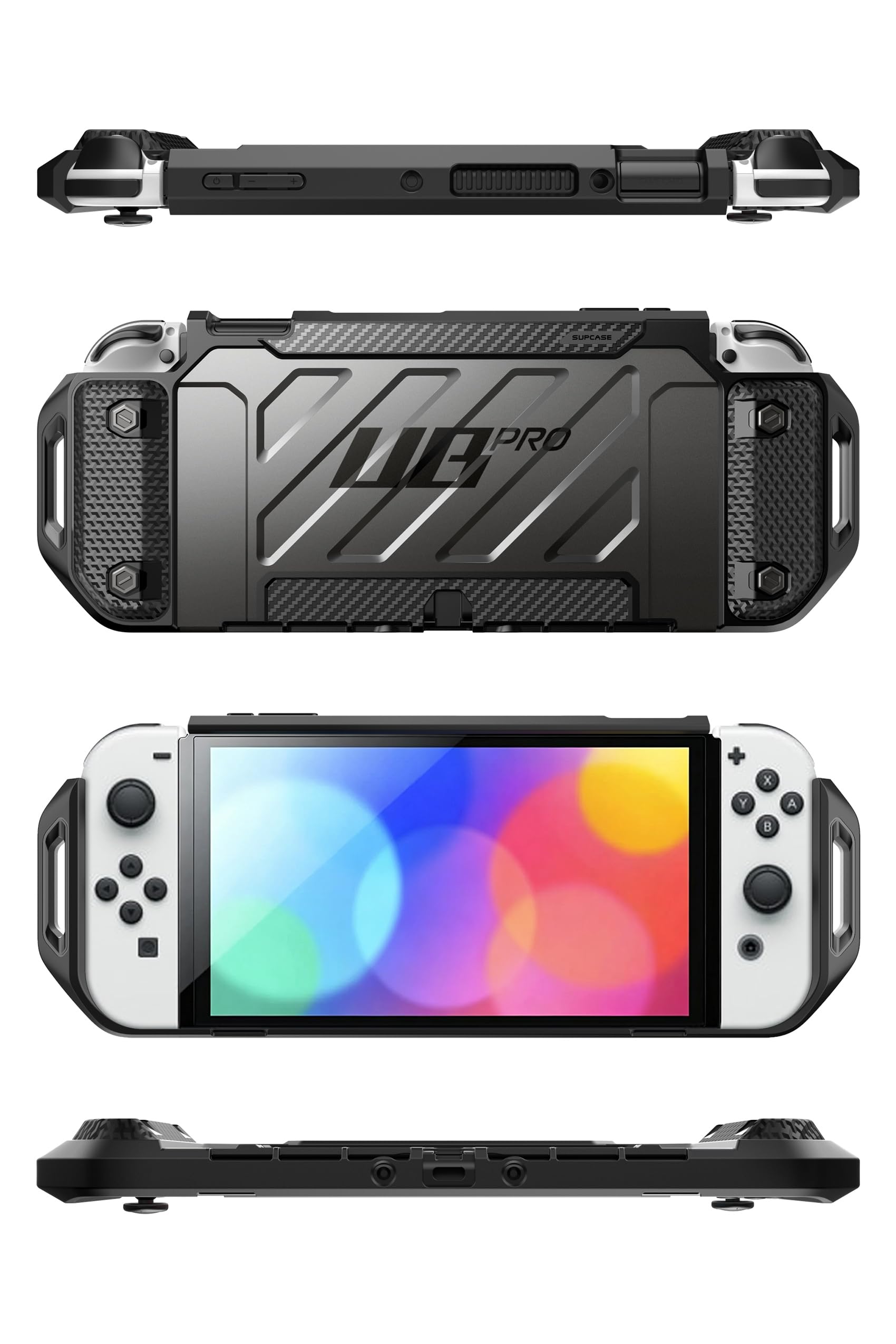 SUPCASE Funad para Nintendo Switch OLED Modelo 2021 [Unicorn Beetle Pro] 360°Protección Rígida Robusta Antigravedad Parachoques Antichoque Carcasa (Negro)