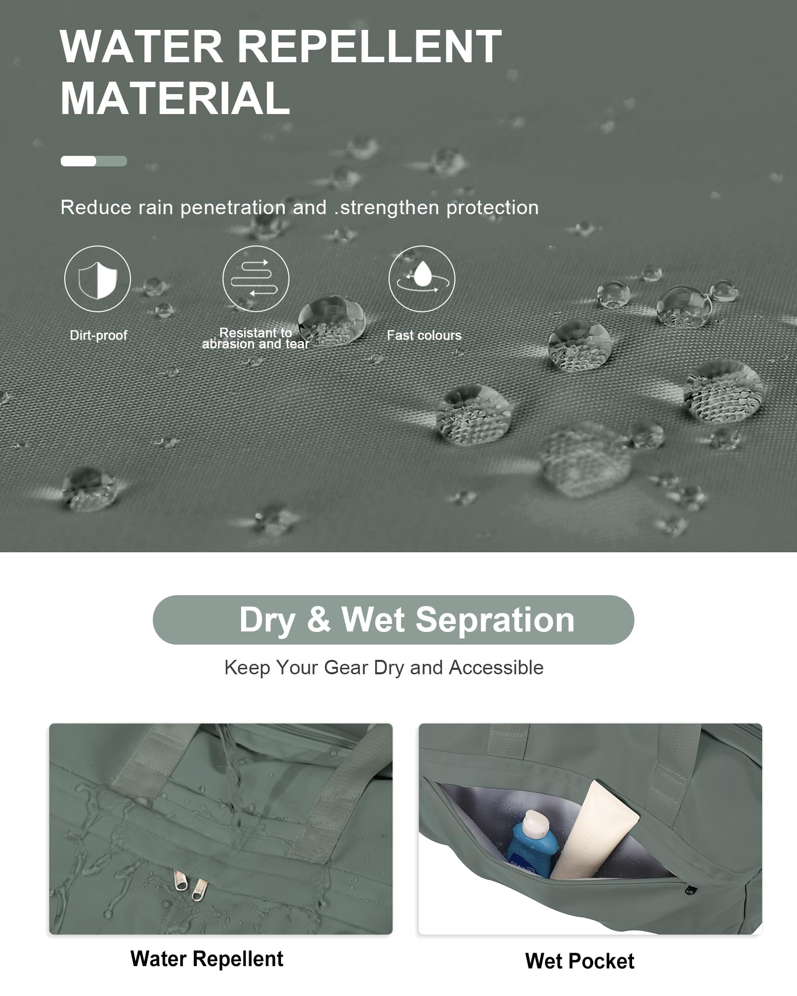 Bolsa de Deporte para Hombre y Mujer con Compartimento para Zapatos, Bolsa de Deporte Impermeable, Bolsa de Viaje para escapadas de Fin de Semana, Noche, con portacarros, Ideal para Yoga