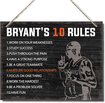 Basketball Wall Art, Motivational Quotes Sign, Mamba Mentality Poster, Inspirational Wall Art, Basketball Sports Ten Rules, Motivational Wall Decor, Basketball Room Decor For Boys Locker Room