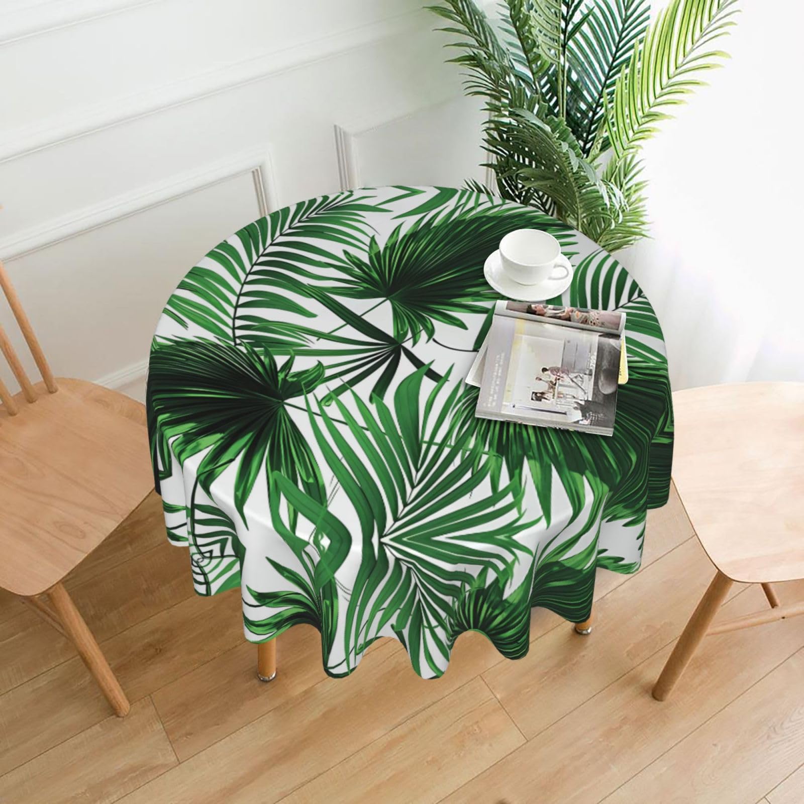 MROWYC Palm Tree Printed Practical Round Tablecloth, Durable, Suitable for Home, Restaurant, Hotel, Gathering, and Decorative Table Covers
