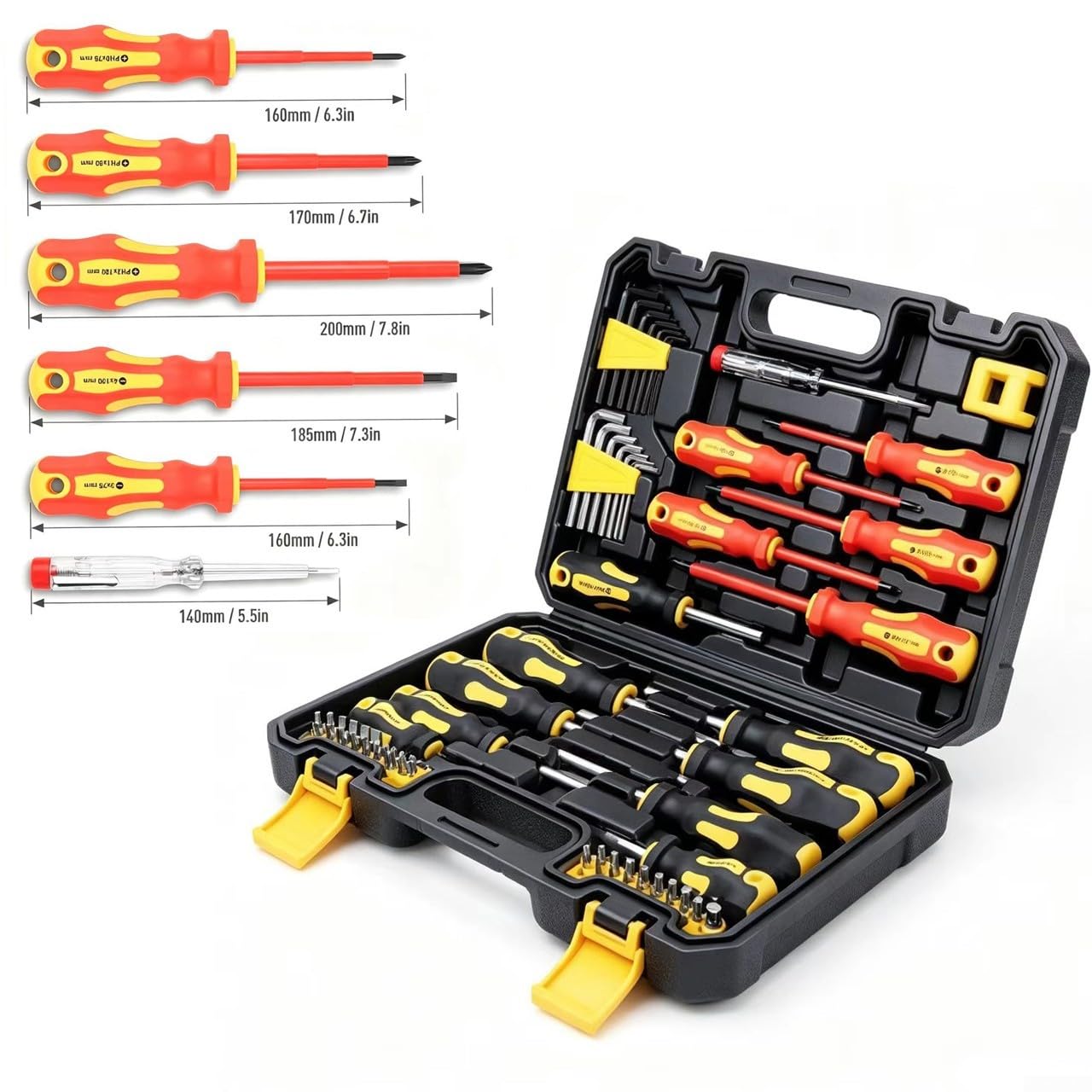 72-teiliges magnetisches Schraubendreher-Set mit isolierten Bits