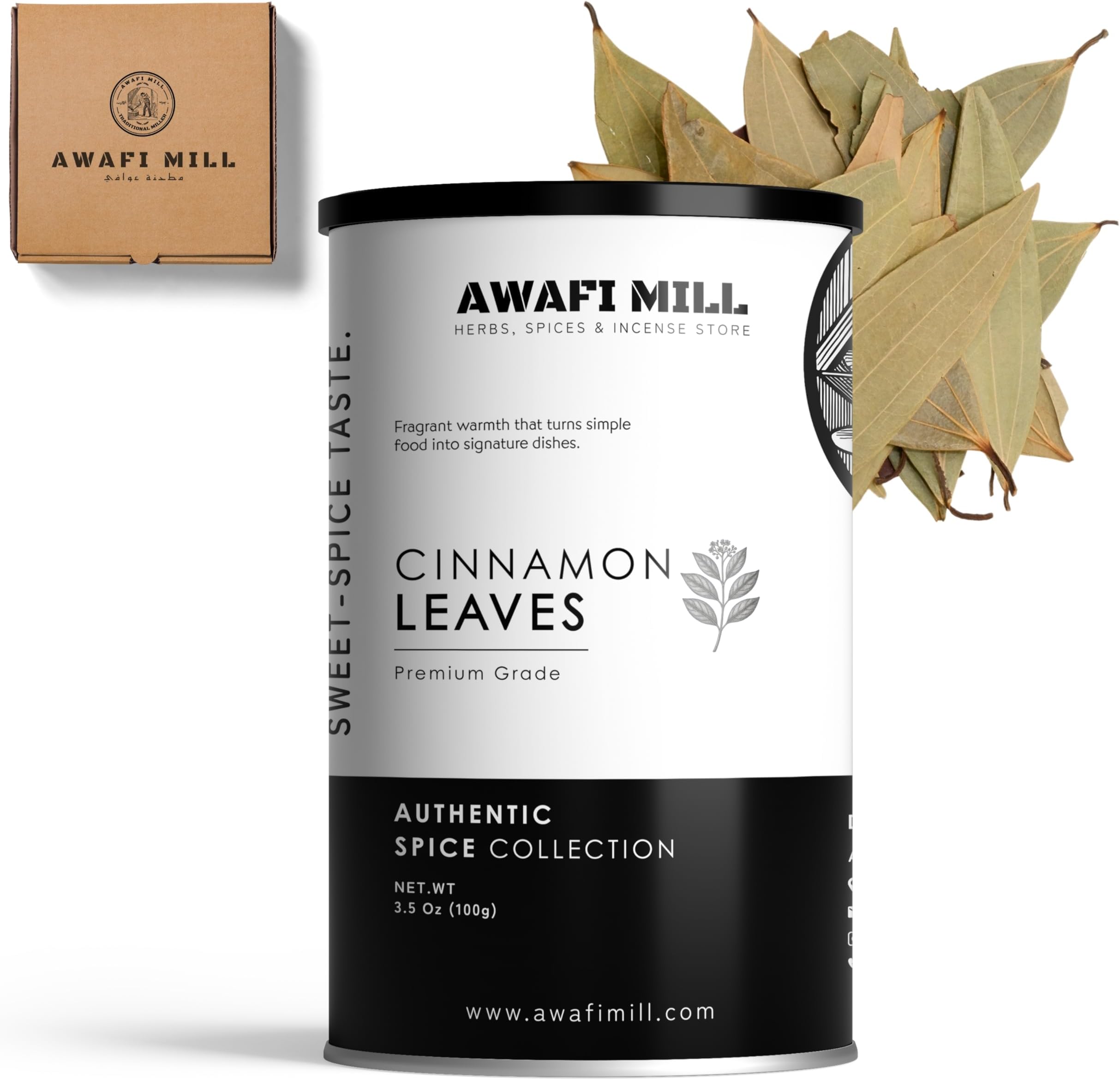 โ AWAFI MILL Cinnamon Leaves (Whole) | Aromatic Leave for Biryani, Curries, Pickles, Chai & Tempering - 100 LEAVES
