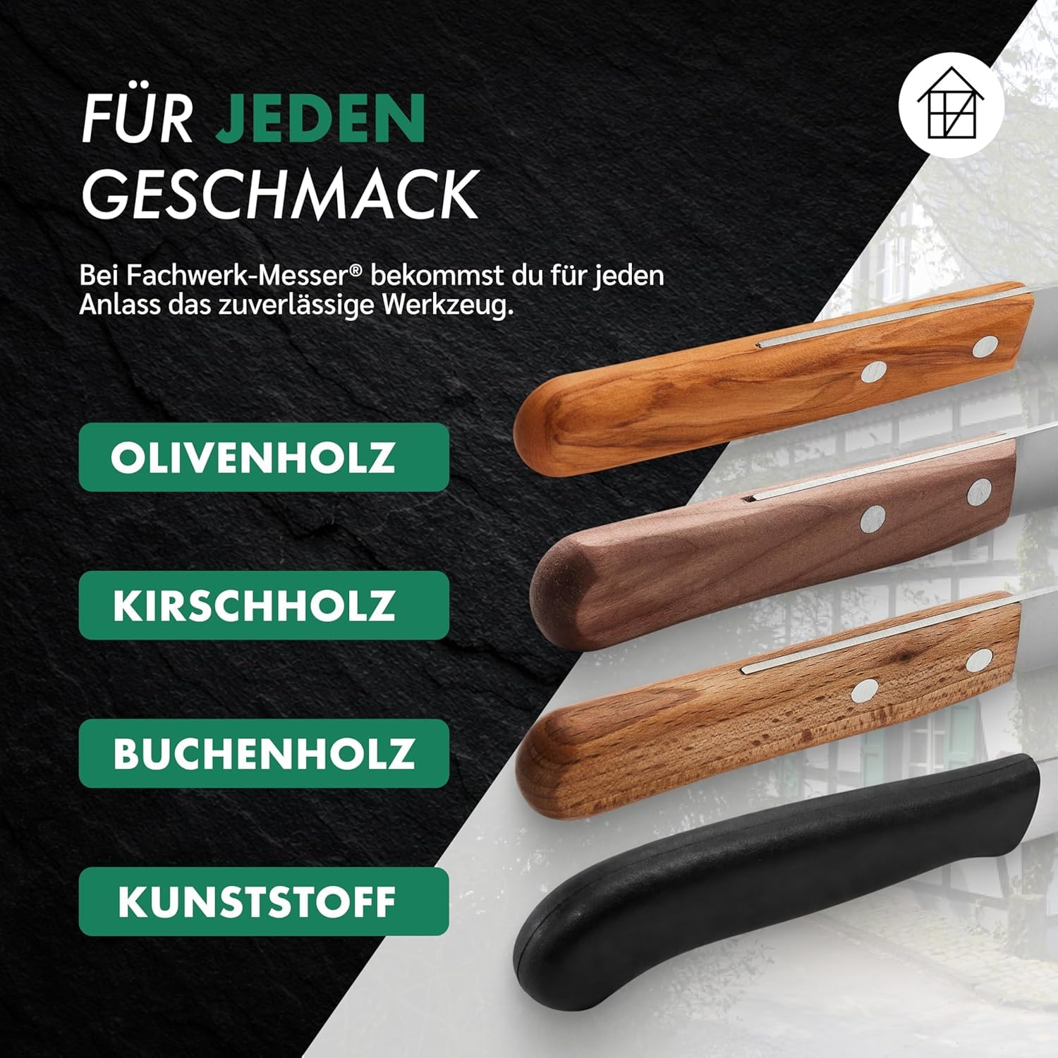 Buckelsmesser 6er-Set mit Handabzug/Glatt - Testsieger - Frühstücksmesser aus Solingen/Germany - Brötchenmesser/Brotzeitmesser Buchenholz