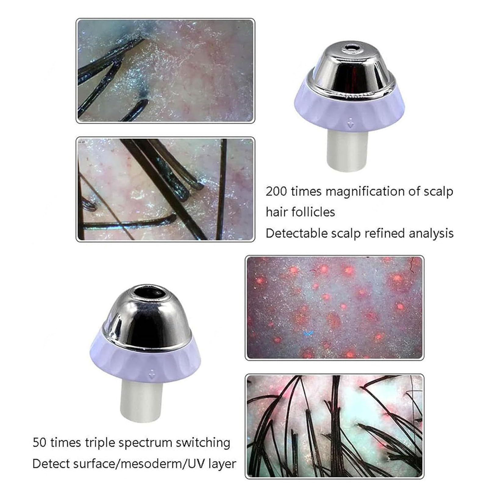 Analizador de Cabello Profesional para DiagnóStico de Piel, Microscopio Capilar, Detector de Piel/FolíCulo Piloso/Cuero Cabelludo, Almacenamiento de 16G (200X/50X)