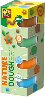SES Creative | Feel Good Nature Modelliermasse | 4 Gläser à 90 g | Glutenfrei und vegan | Trocknet nicht aus | Kreative und spielerische Aktivität | Natürliche Farbe | Ab 1 Jahr