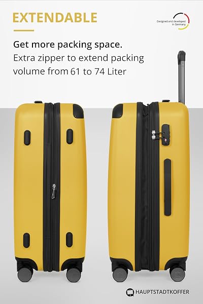 HAUPTSTADTKOFFER - Spree - Valigia Trolley rigido ABS TSA 4 ruote, 65 cm, 74 litres, Giallo - 5