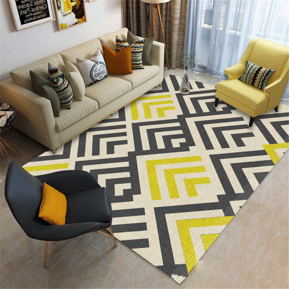 Tapis chambre microfibre motif géométrique 3D rectangulaire