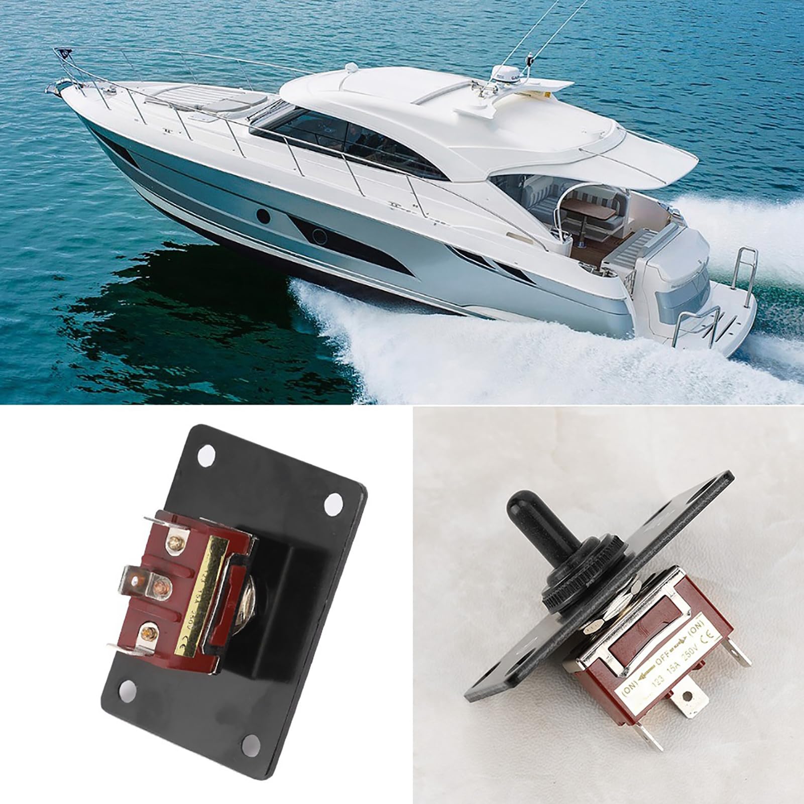 Marine Toggle Switch, Heavy Duty Waterproofs Toggle Switchs, DC12V On Off Up Down Trim Tab Panel Breaker for RV Caravan Marine Boat