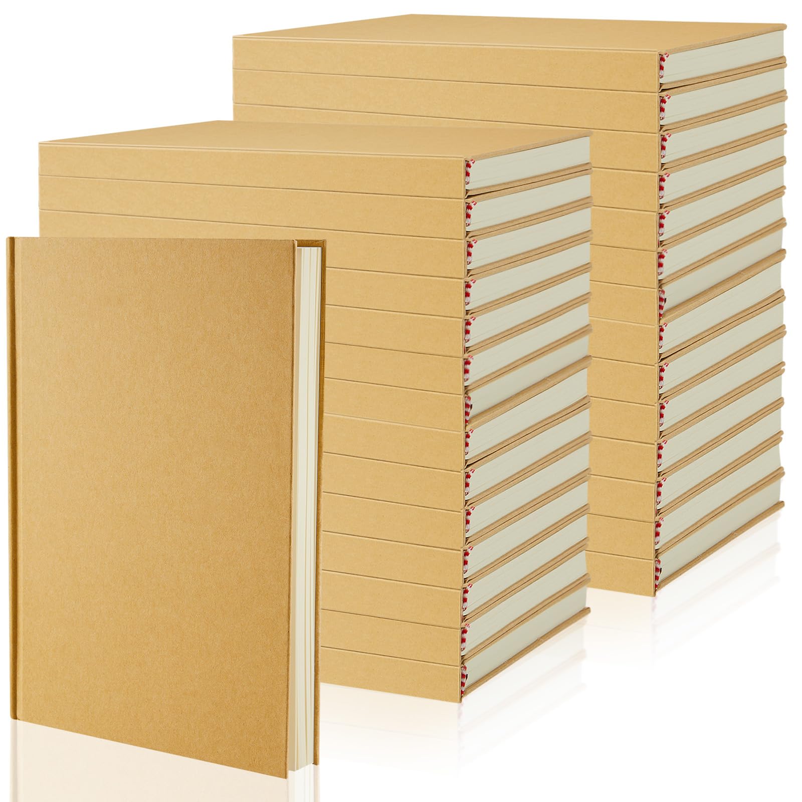 Henoyso 32 Pcs A5 Blank Notebooks Journals Bulk 100 Sheets/200 Pages Unlined Craft Notebooks Kraft Sketchbooks Hardcover for Writing Drawing for Gifts Students School Office, 8.3 x 5.7 in (Brown)