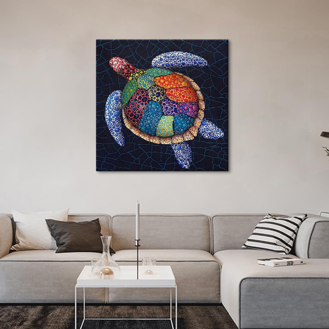 Amazon.co.jp: アートパネル 動物 油絵 海亀 絵画 油彩画 北欧 モダン