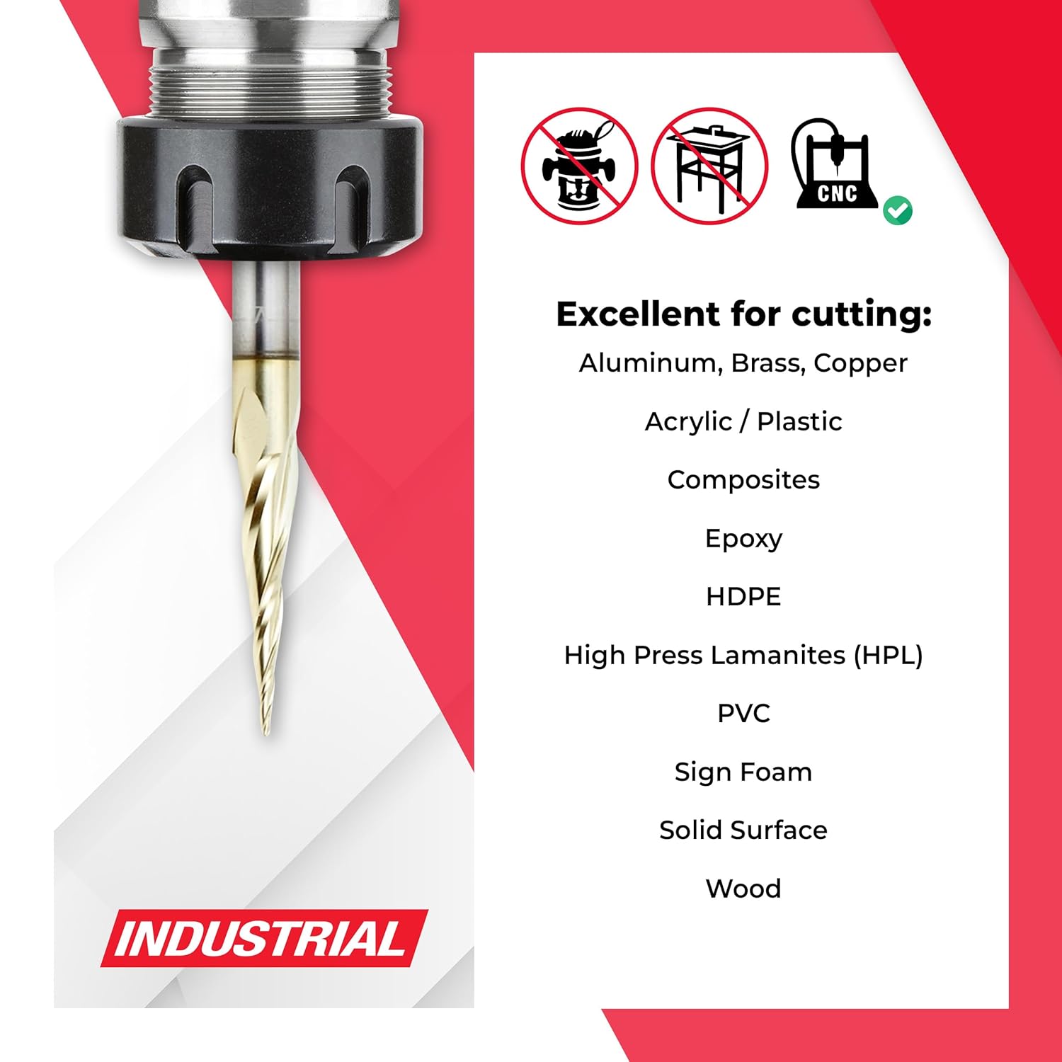 Amana Tool AMS-148 4-Pc CNC 2D and 3D Carving Ball Nose ZrN Coated SC 1/4 Inch SHK Router Bit Collection Includes 46280 (1/32) 46282 (1/16) 46286 (1/8) & 46294 (1/4 D.)