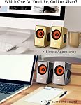 OROW Haut-parleurs d'ordinateur,12W Mini Haut-parleur de bureau avec contrôle de volume, 3.5mm AUX Monsieur le Président, USB Haut-parleurs d'ordinateur portable alimentés, super pour PC/Moniteur/mac/iMac/Projecteur(Argent)