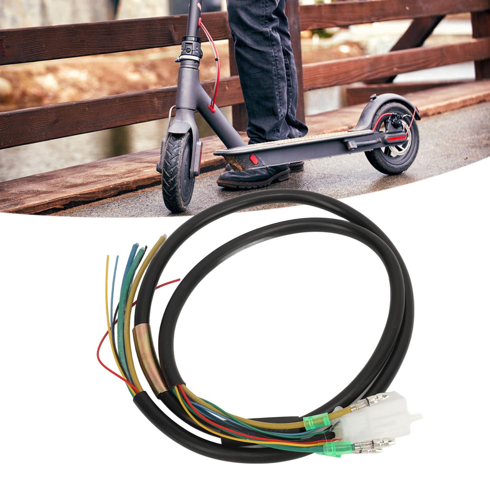Tissting Electric Scooter Motor Wire, Copper Core Responsive Electric Scooter Motor Cables 1200W 2.5mm² E Scooter Hub Motor Wire Harness Universal Parts for 10in Electric Scooter