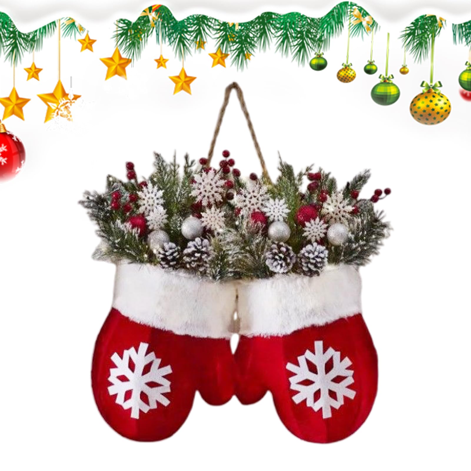 Couronne de Noël pour porte d'entrée et décoration de fenêtre extérieure de maison