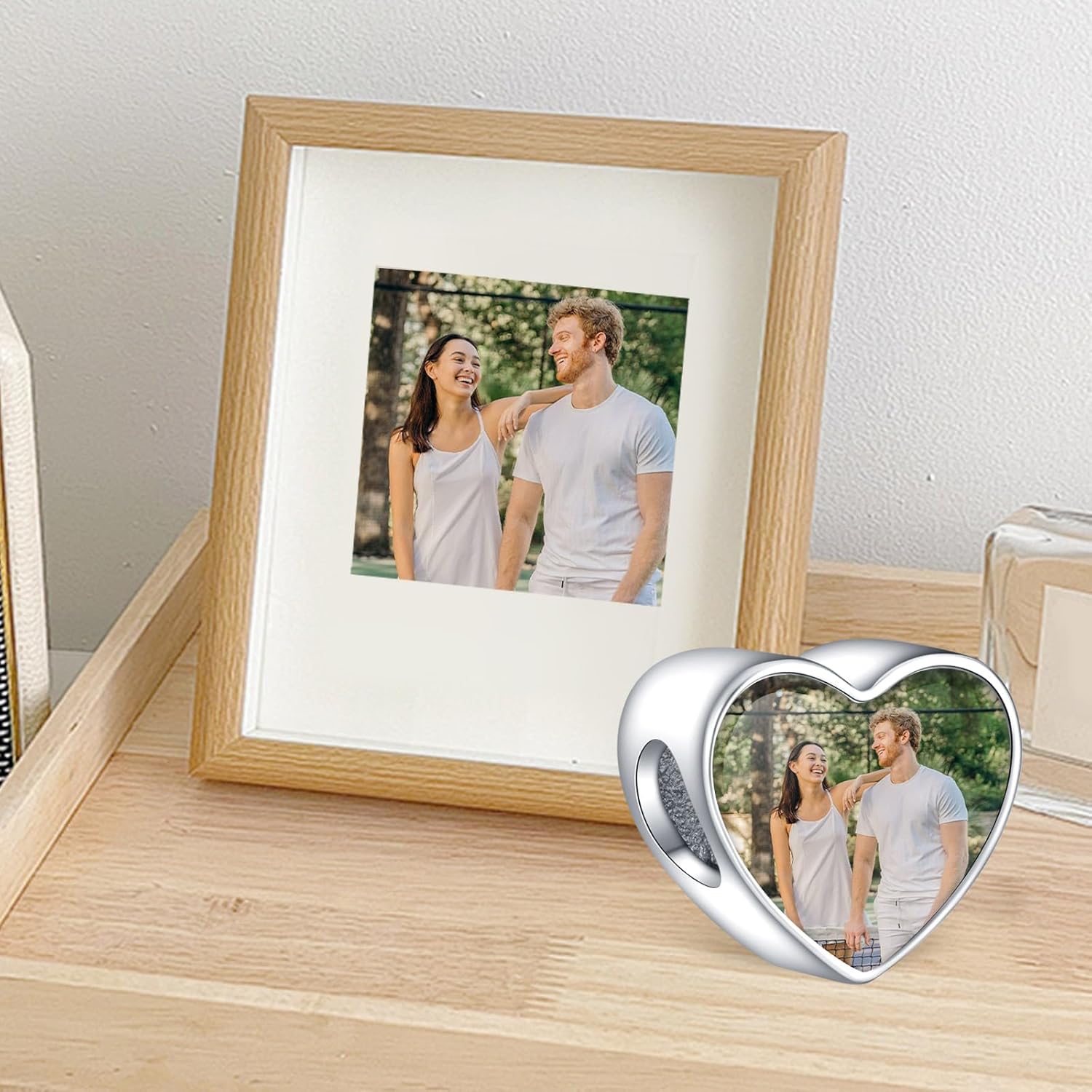 NINGAN Personalized Photo Charm 925 Sterling Silver Charm for Bracelet Necklaces Love Heart Shaped Engraved Customize Picture Gift for Birthday Christmas Bead Charms Jewelry for Women - Image 3