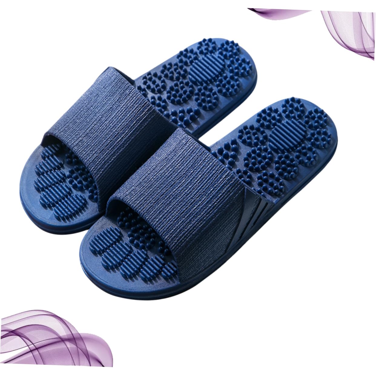 FRCOLOR Slip Massage Slippers for Indoor Outdoor Use Lightweight Bathing Sandals for Home Travel and Hotels Dark Blue