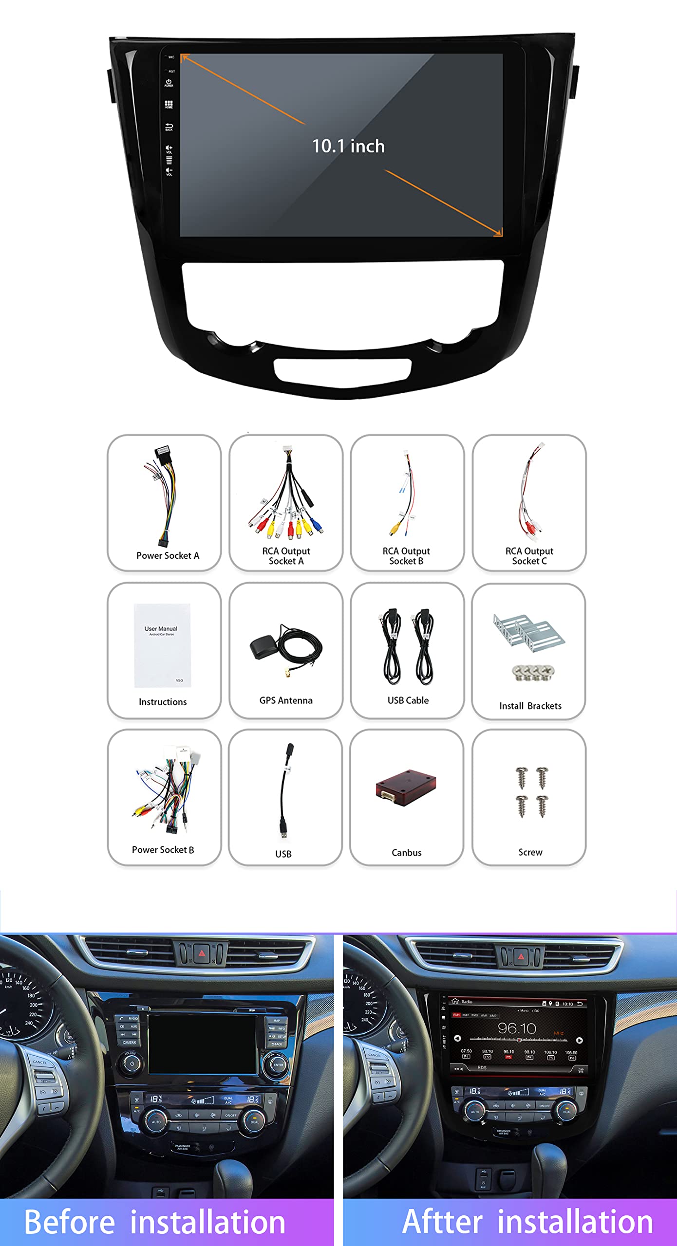 Amazon.co.jp: 10 インチ IPS Android カーラジオ ステレオ 日産 
