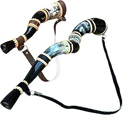 Berrante Pai E Filho De Chifre De Boi Com Alça De Couro