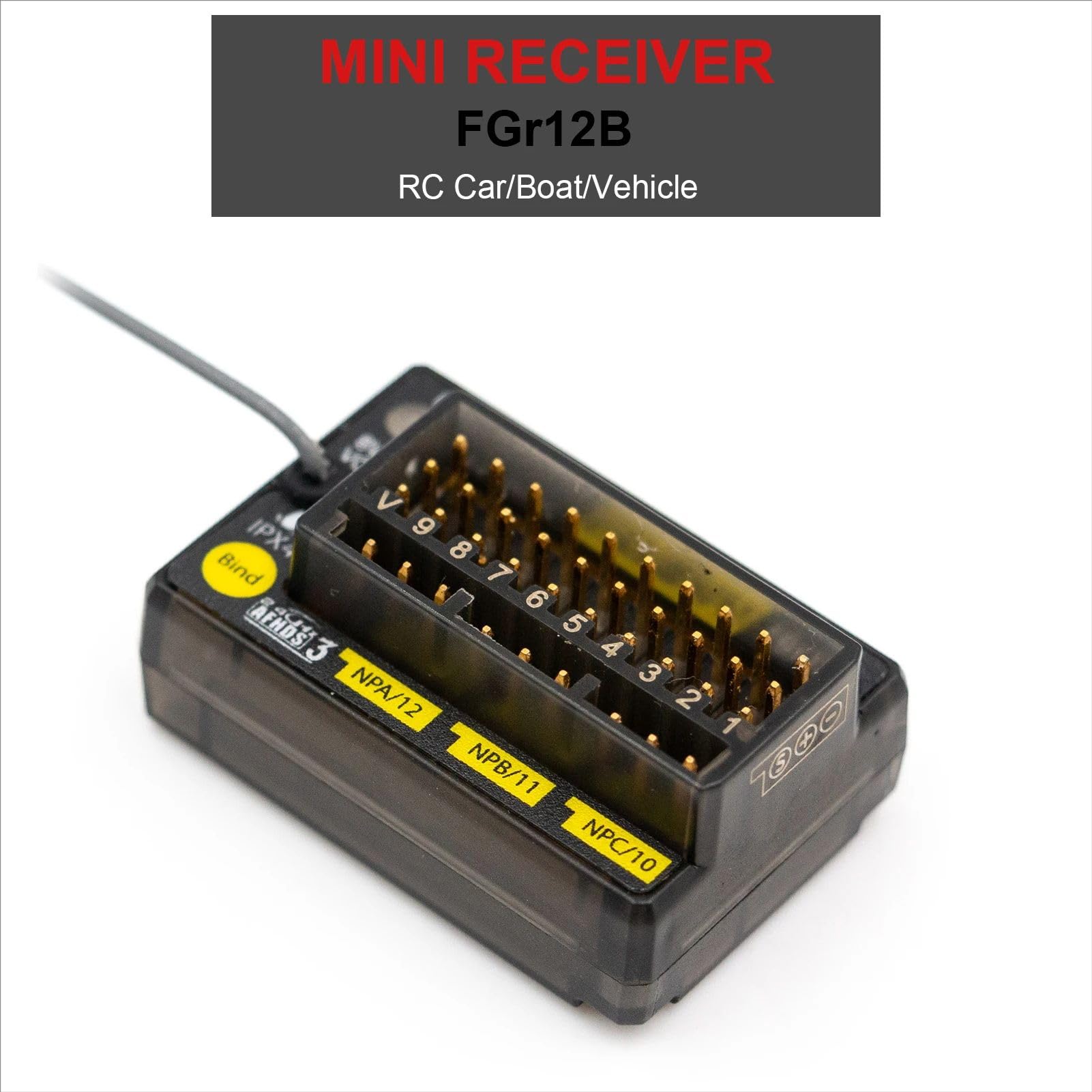 FS FGr12B 2.4GHz Mini 12CH Empfänger PWMPPMi-Bus in 3.5-9V Kompatibel mit AFHDS3 PL18 NB4 NB4 Lite RC Auto Boot Sender Fernbedienung