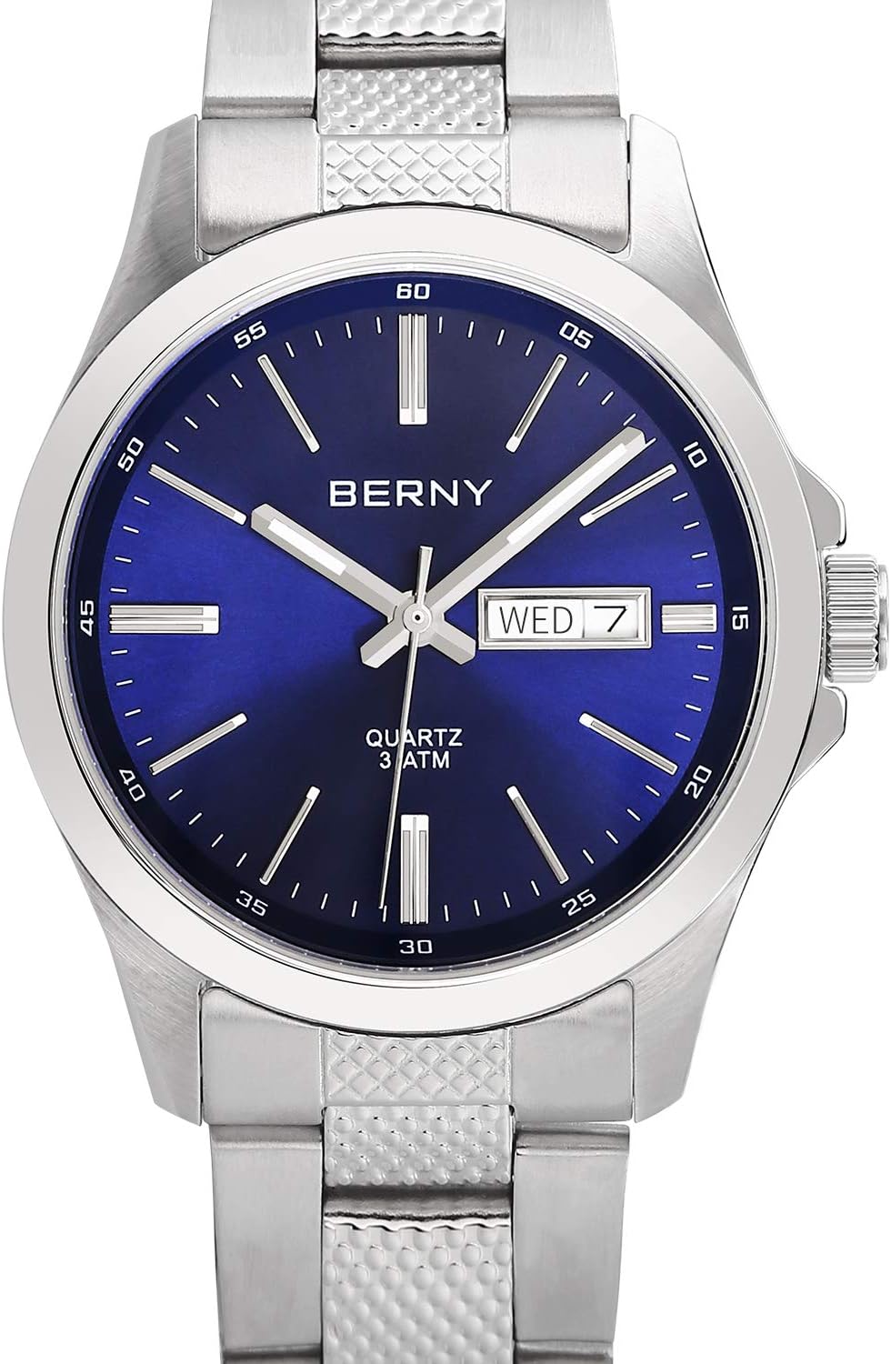BERNY Men's Quartz Watch Stainless Steel Band with Date Function at 3 Clock (38 mm)