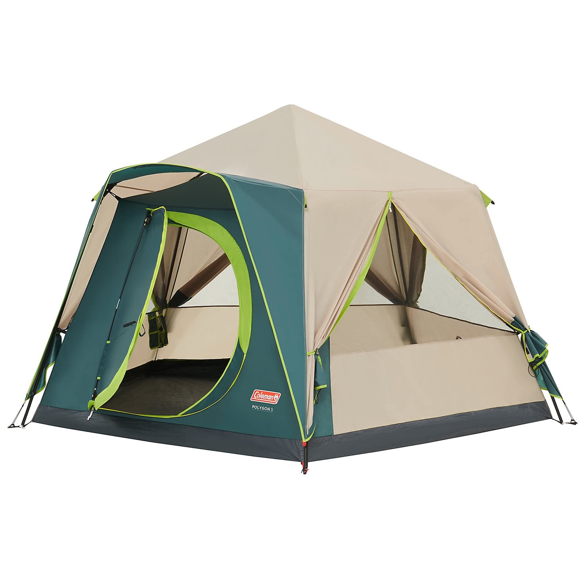 Coleman Polygon 5, großes 5-Personen-Zelt mit 360°-Sicht, 5-Mann-Familienzelt, stabile Stahlstangenkonstruktion, leicht aufzubauen, 100% wasserdichtes Campingzelt. Sport & Freizeit