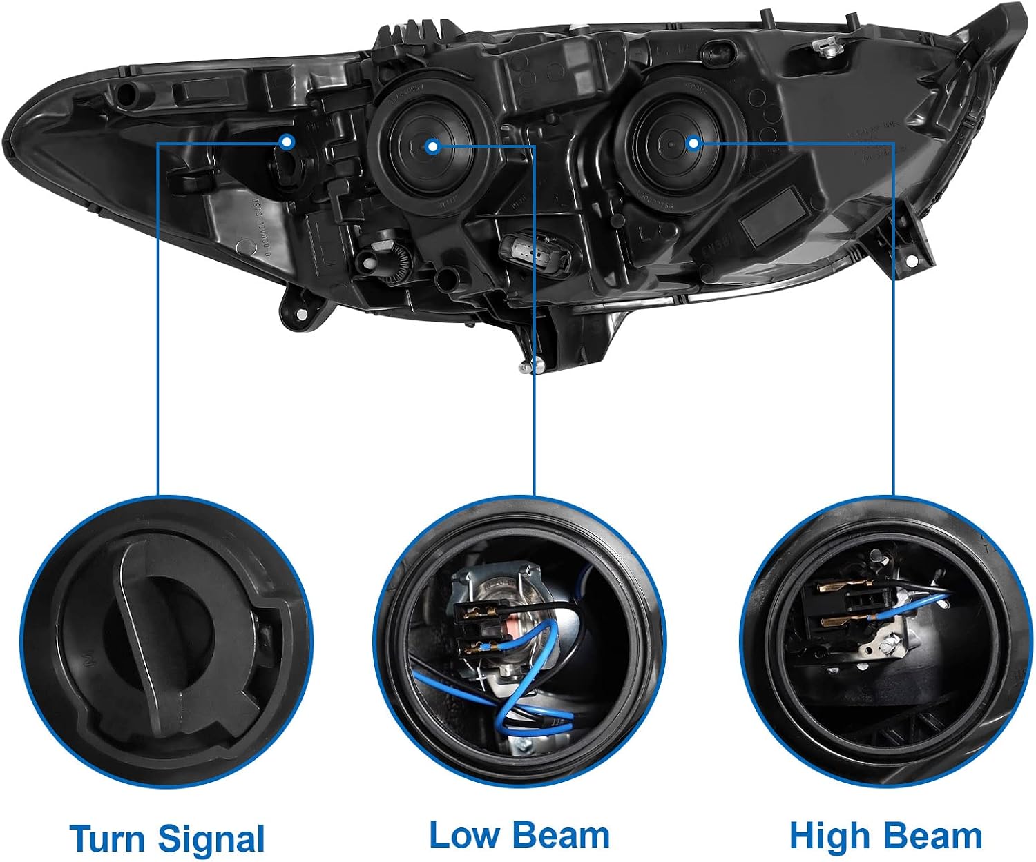Projector Headlight Assembly Fit For 2013 2014 2015 2016 13 14 15 16 Ford Fusion 4Door Sedan Factory Style Driver and Passenger Side