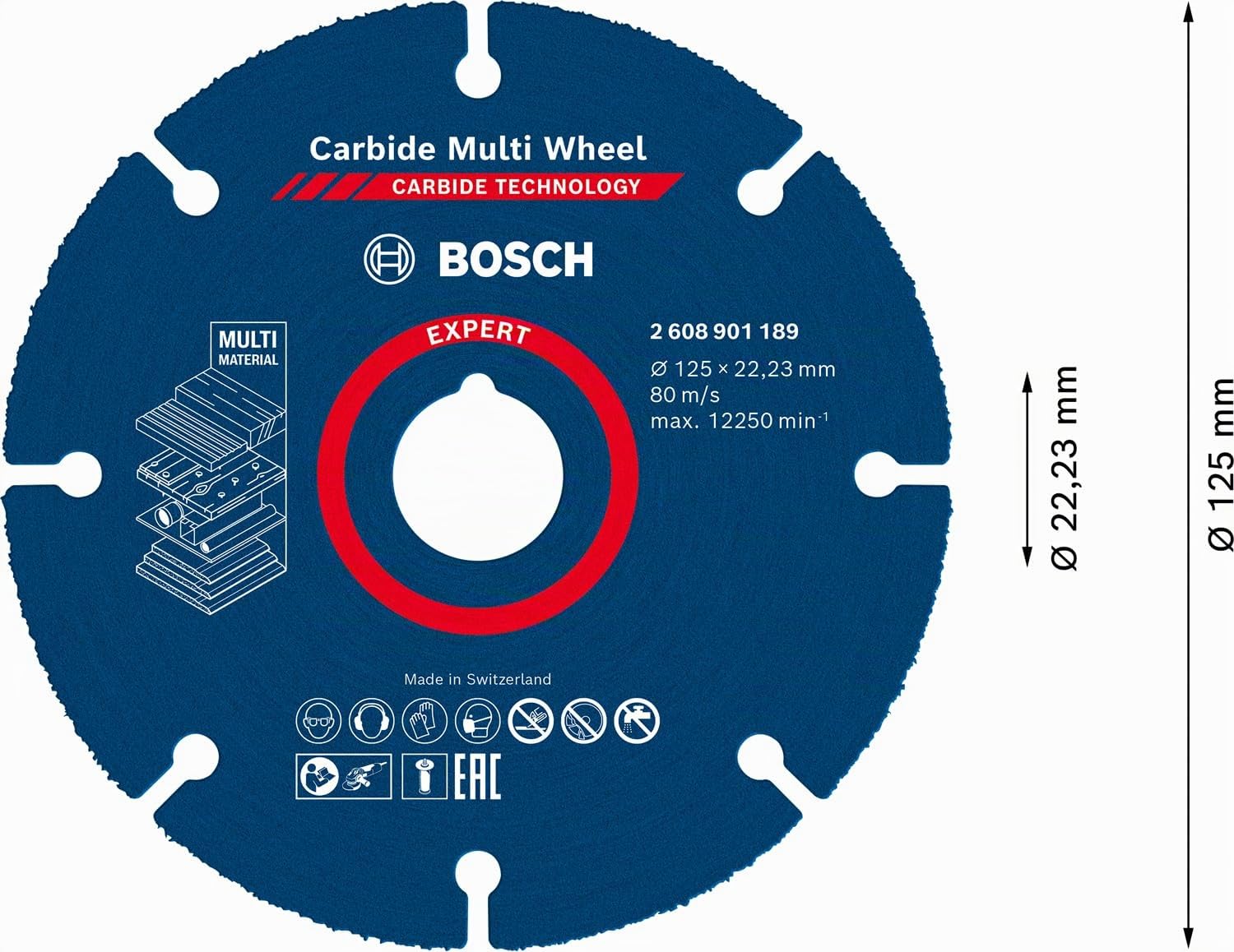 Bosch Professional 1x Mole da Taglio Expert Carbide Multi Wheel (Diametro 125 x Spessore mm 1,0 mm, Accessorio Smerigliatrice Angolare)