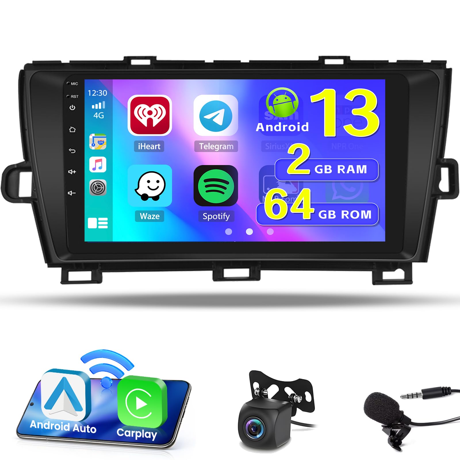 Photo 1 of [4Core 64G] Android 15 Car Stereo for Toyota Prius(W/JBL) 2010-2015 Radio, 9'' Touchscreen Prius Radio Wireless Carplay Android Auto Mirror Link GPS 5G WiFi Bluetooth FM RDS MIC Backup Camera