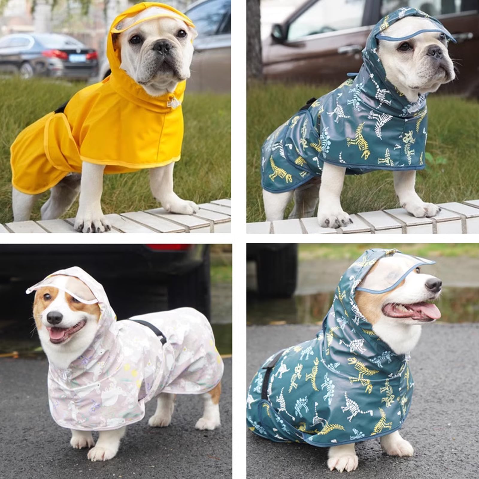 Hunde-Regenmantel, Verstellbarer, Transparenter Hunde-Regenmantel Mit Kapuze, Glatter Regenumhang, Leichte Welpen-Regenausrüstung, Outdoor-Kleidung Mit Leine