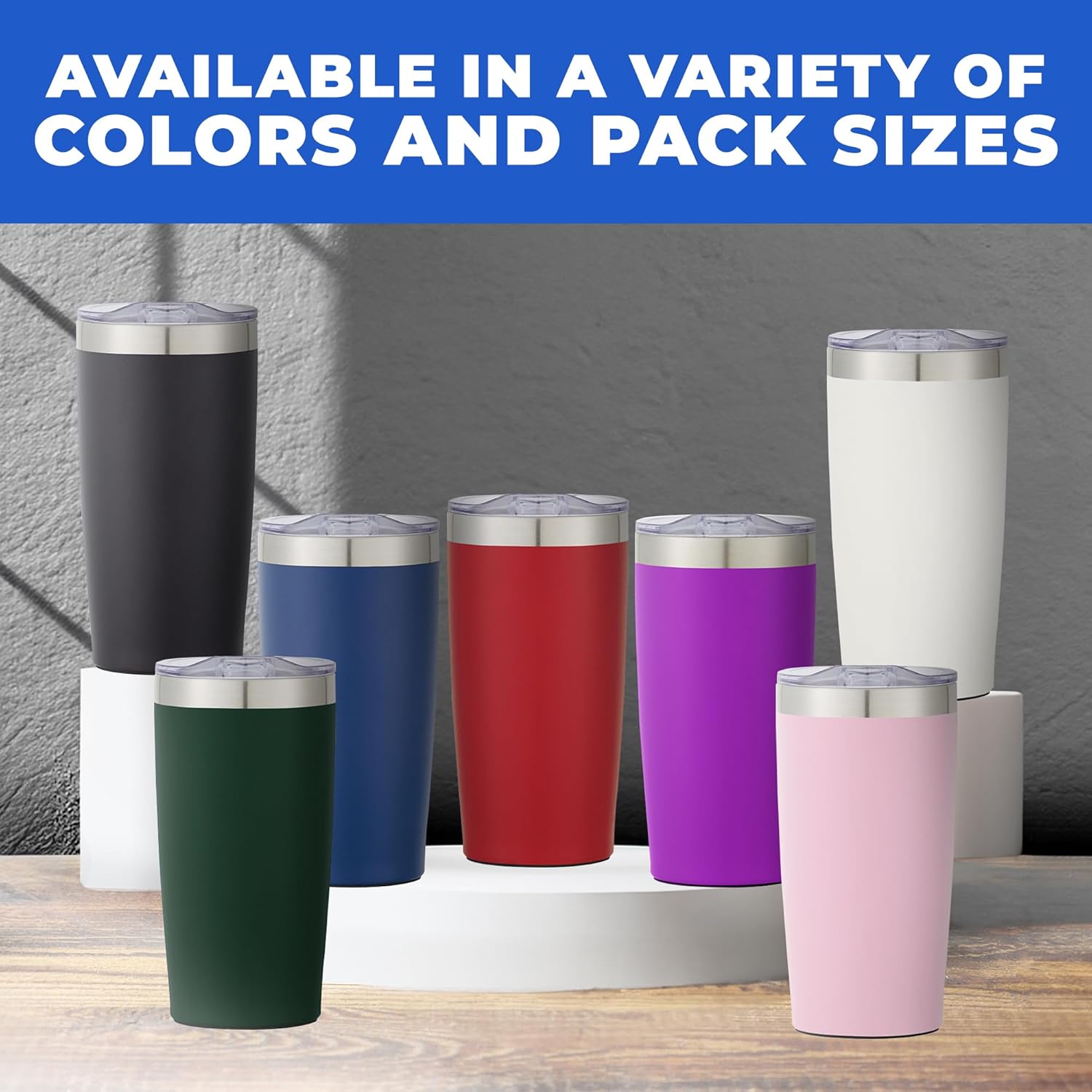 6 Ct of 20 Oz Two-Tone Himalayan Stainless Steel Tumbler with Lid – Navy Blue – Customizable Insulated Cups for Water, Coffee, Hot & Iced Drinks – Great for DIY, Events, Work - Image 5