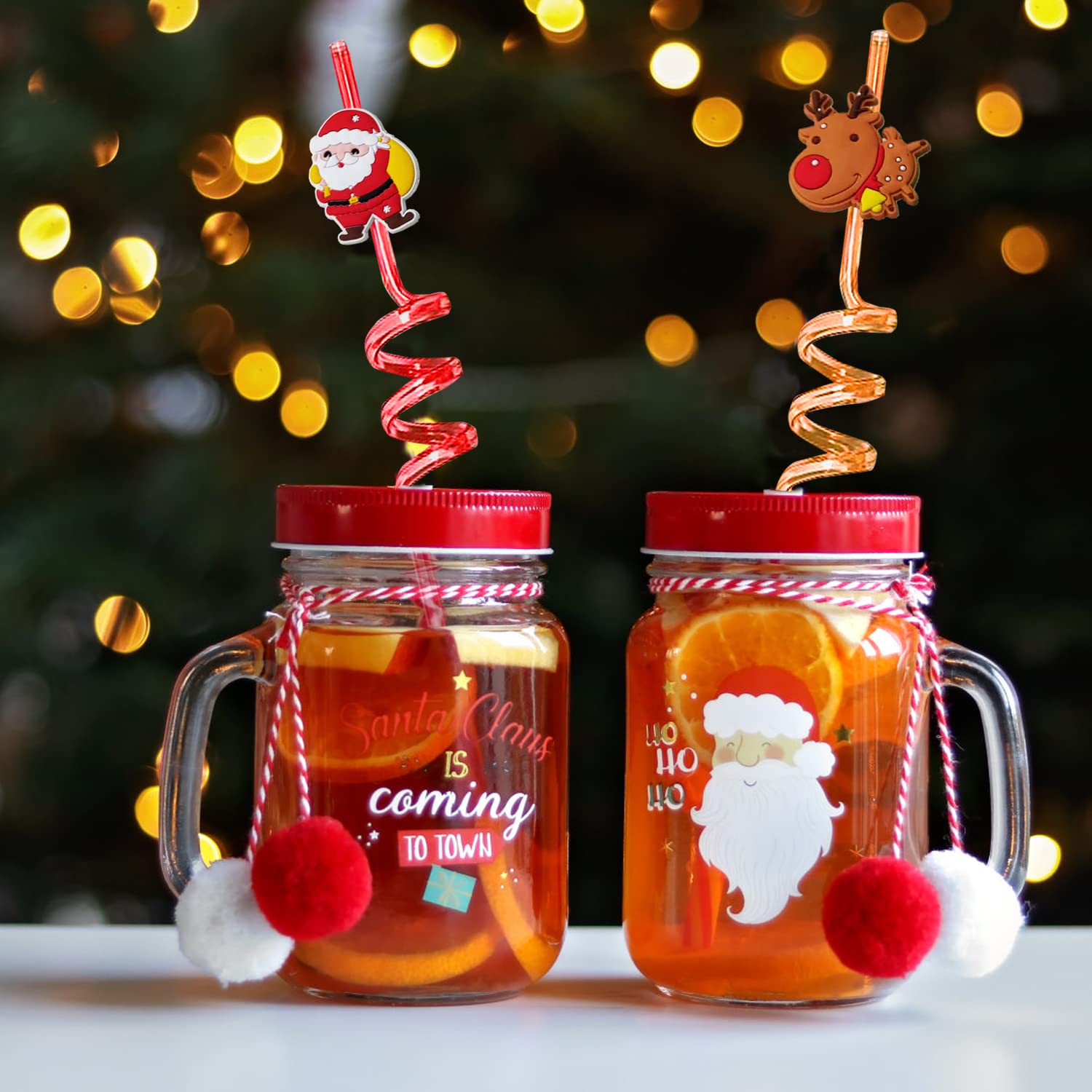 24 Pack Christmas Drinking Straws - Reusable Curly Straws, Party Favors, Stocking Stuffers For Kids - View #2