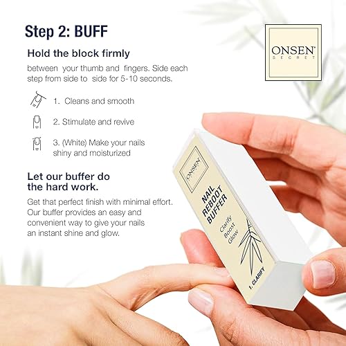 Miniatura 4 de Onsen Secret Kit completo de reinicio de uñas con aceite de cutícula de 0.3 fl oz, lima de uñas de grano 120180 de doble cara, un bloque