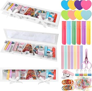 AmazingSpark Teachers Appreciation Gift Box with Stationery Thank You Gifts for Teacher Back to School Teach Letter Box with Heart Sticky Note Highlighter Stapler Scissors Paper Clips for School