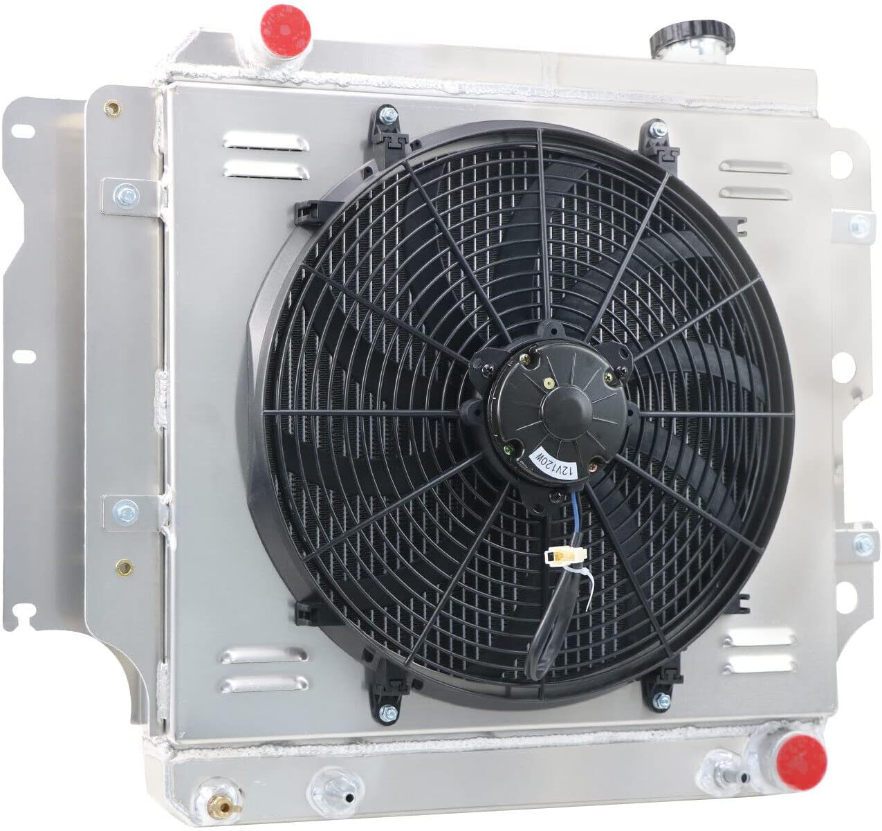 3 Row Aluminum Radiator Shroud Fan Compatible with 1987-2006 Jeep Wrangler TJ/YJ GM Chevy V8 2.4L 2.5L 4.0L Radiador