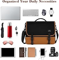 Vista 25 de MATEIN Bolsa tipo mensajero para hombres, mochila escolar para adolescentes, ligera de 17.3 pulgadas, maletín para laptop grande, bolsa cruzada