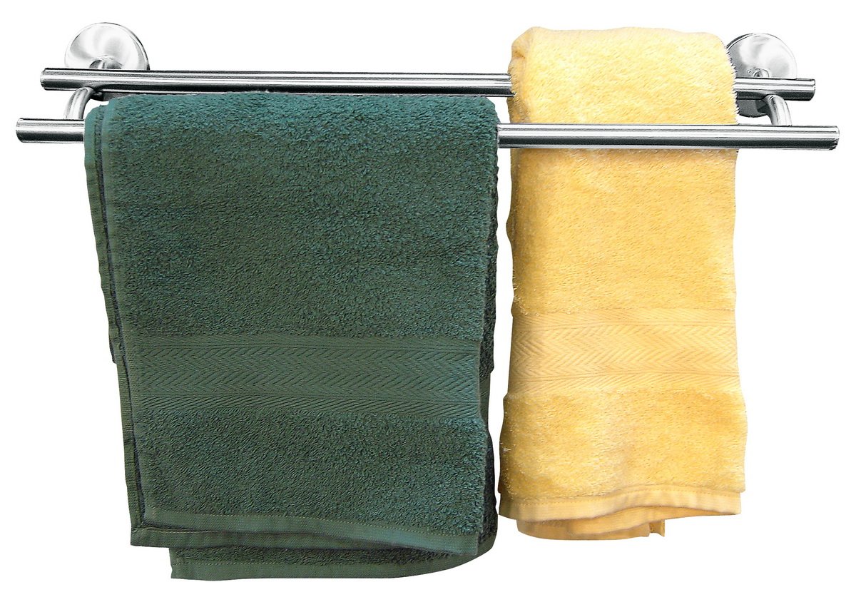 Fackelmann 2er Handtuchstange FUSION, zweiarmiger Handtuchhalter, Handtuchreling (Farbe: Silber), Menge: 1 Stück