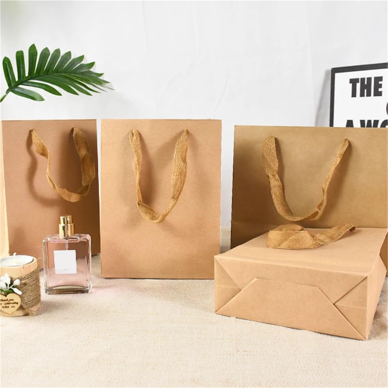Bolsa de mano papel Kraft marrón 10/20 piezas para Envolver Regalos