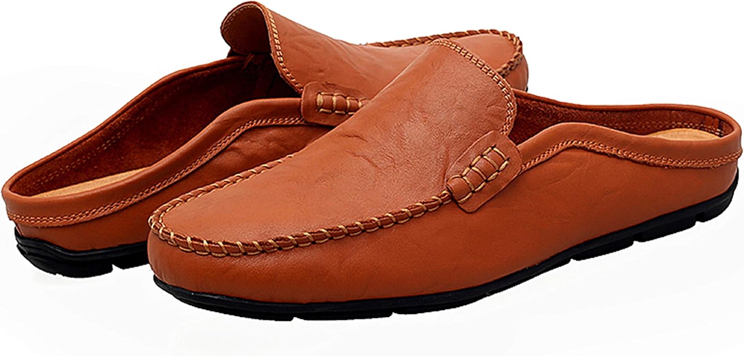 Go Tour Mens Mules Clog Slippers Breathable Punching Leather Slip on Shoes Casual Loafers - Image 6