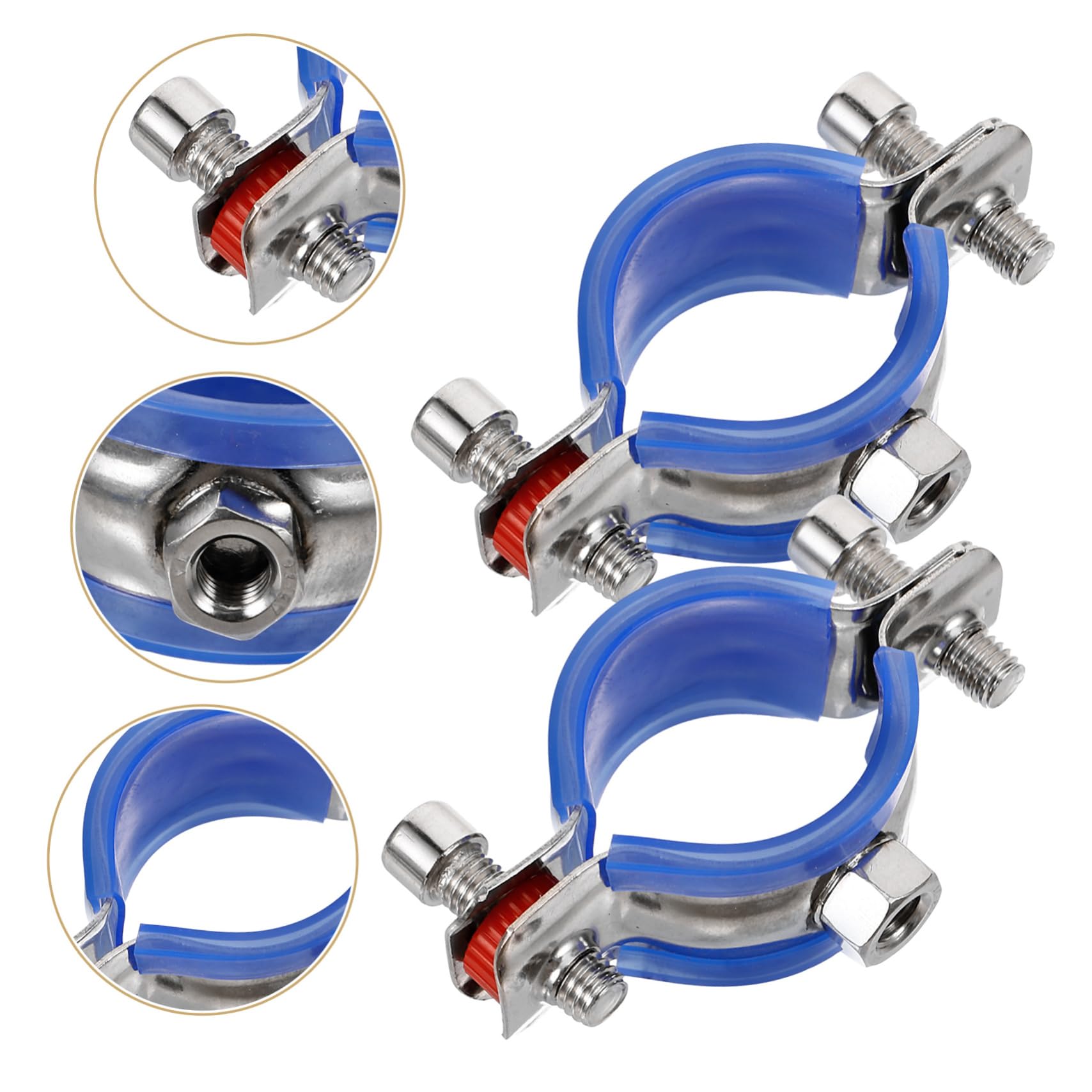 EXCEART 4 Ensembles Collier De Serrage En Acier Inoxydable Pince Robuste Pépin Serrer Agrafe Collier De Serrage Pour Tuyau Support De Pipe Support De Tuyau Mural 2 Pièces * 4