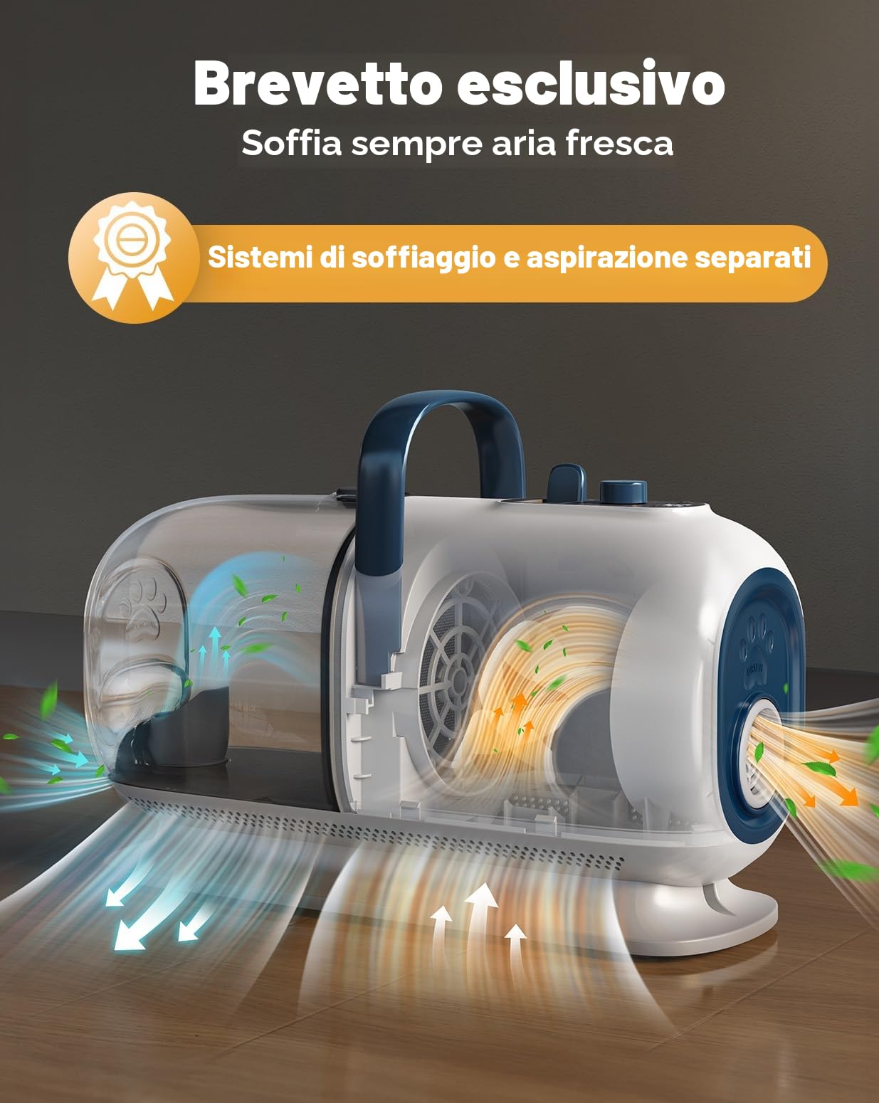 oneisall Asciugacapelli e Tagliacapelli per Toelettatura Cani, 15000 Pa, Kit per Toelettatura Cani per Toelettatura e Rifinitura, 7 Livelli di Temperatura del Soffio, Flusso d'Aria Regolabile, 2,5 L