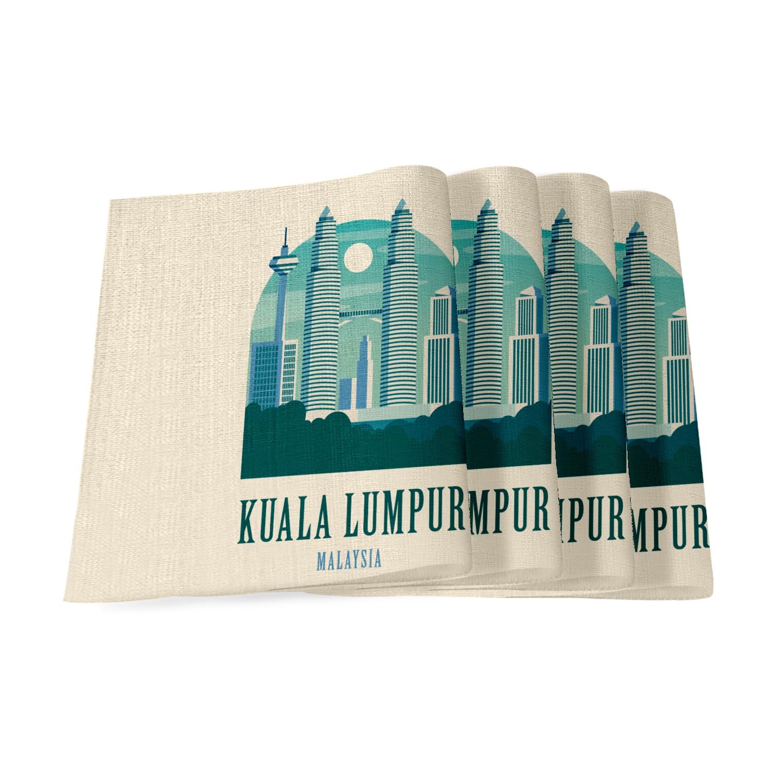 Set de table en lin Kuala Lumpur Malaisie grand format 40x28,5 cm pour table à manger