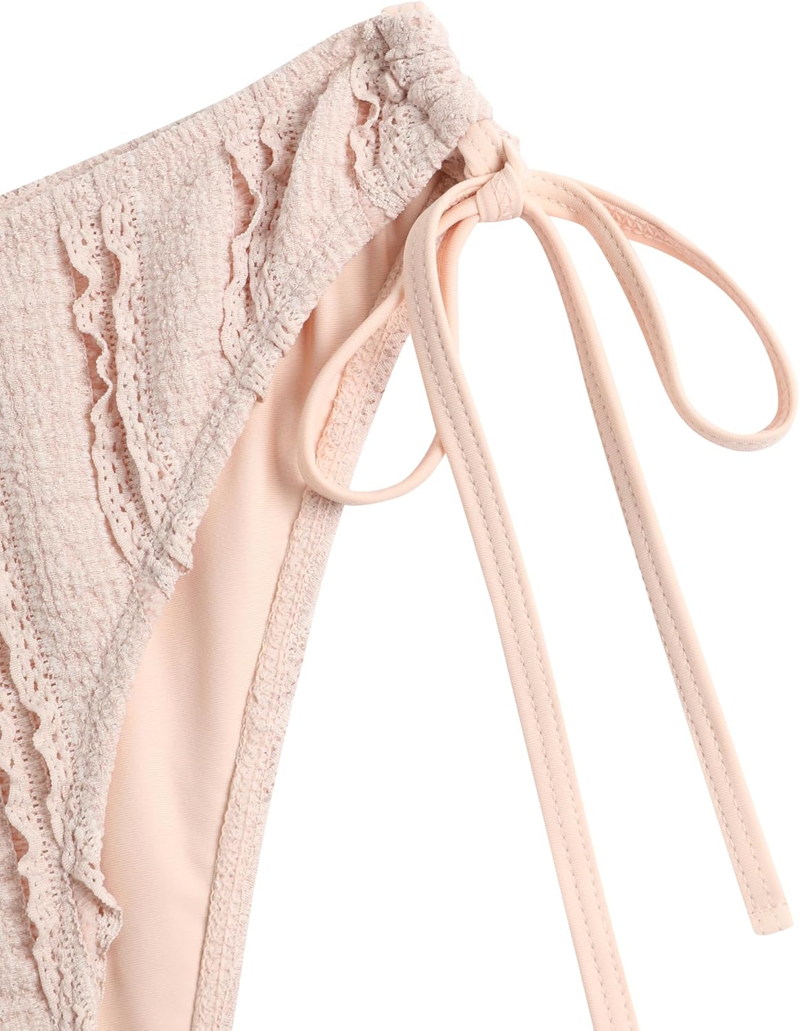 ZAFUL Tankini Swimsuits for Women Smocked Ruffles Tie Front Bowknot Textured High Cut Tanga Tankini Set - Image 5