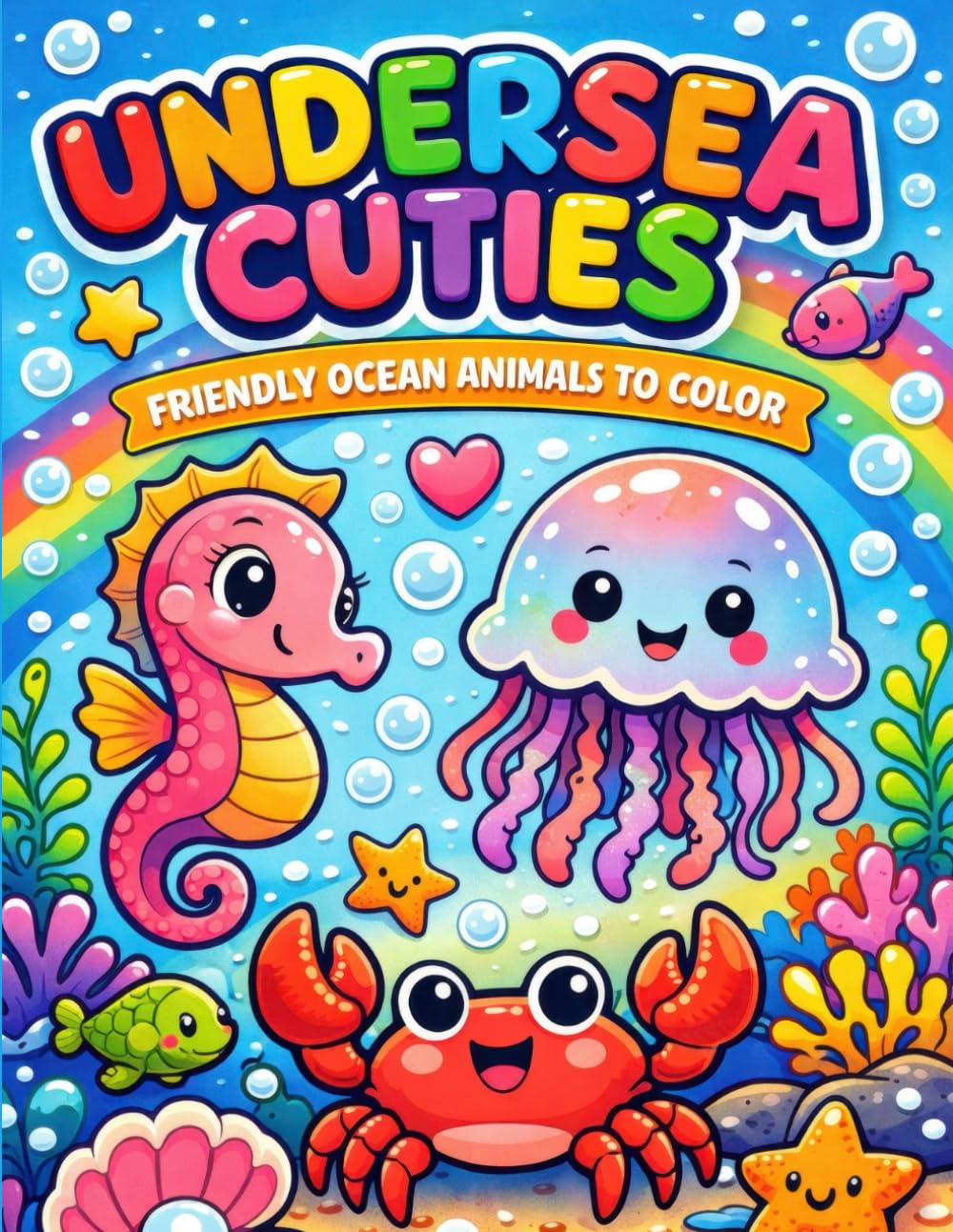 Undersea Cuties Coloring Pages | Cute Ocean Animals Coloring Book for Kids, Toddlers & Preschoolers